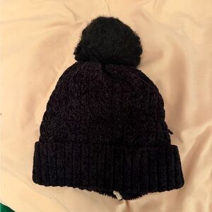 Black Sherpa Plush Beanie